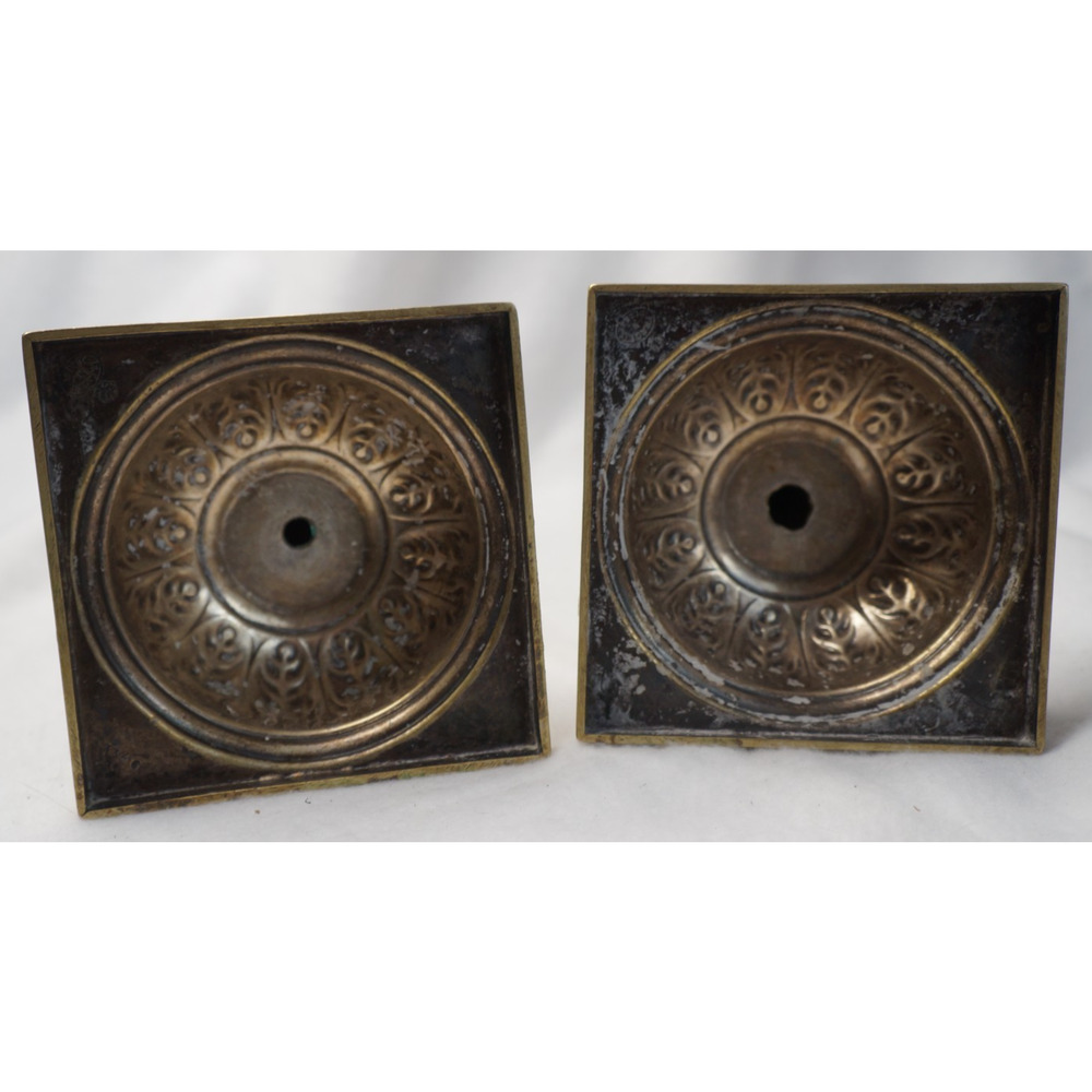 Antique Fraget N Plaque Candlesticks Russian/Polish Judaica 1899 Marked eagle - Picture 6 of 10